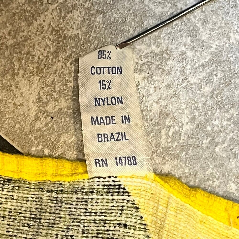 Vintage Parisian Prints Kitchen Tea Towel 1960s-70s Yellow Cotton Nylon Retro - Picture 6 of 12